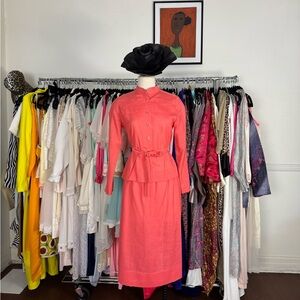 Vintage  Coral Skirt Suit / No Fabric Tag